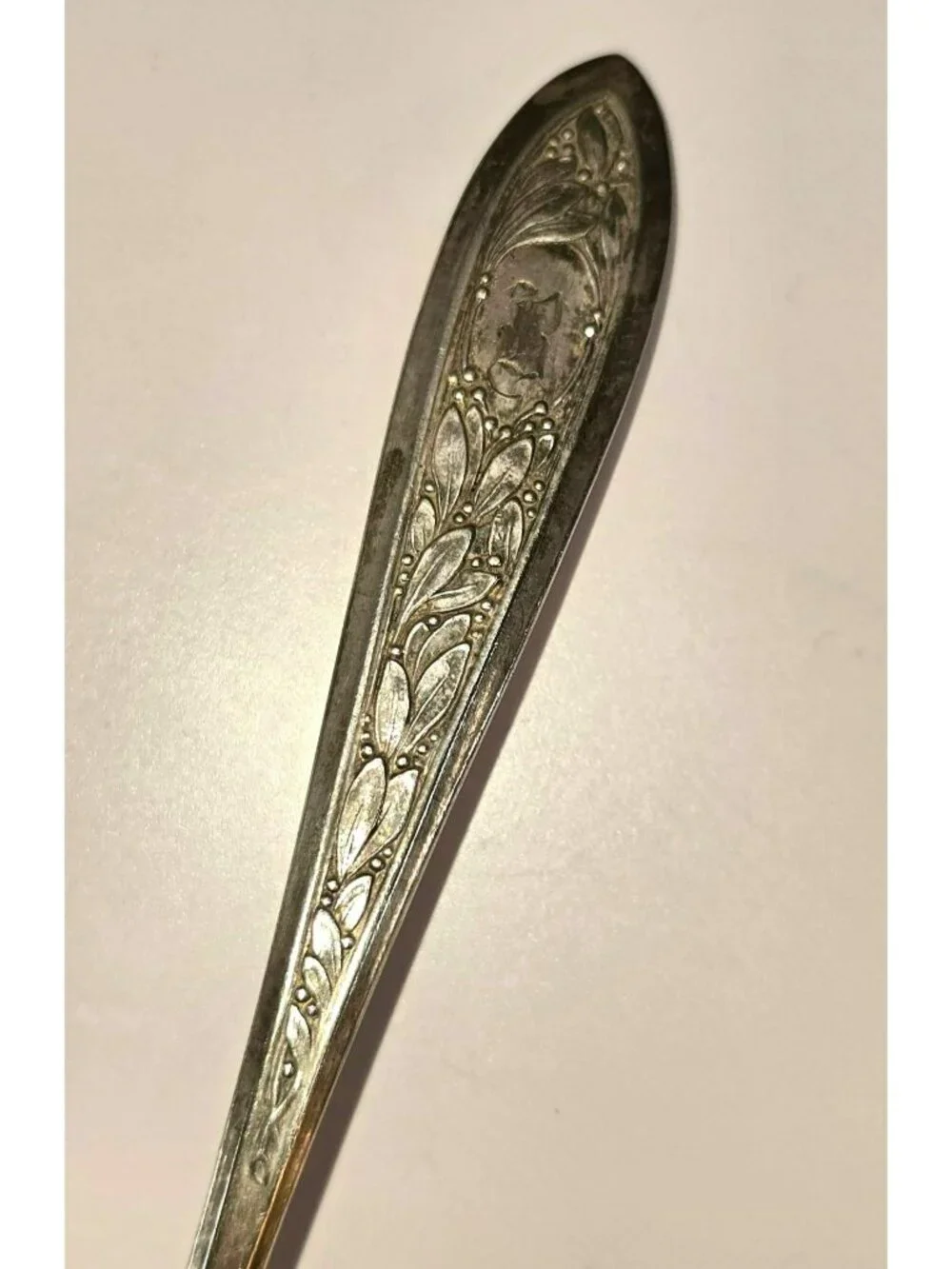 Antique Alvin Silverplate Teaspoon Floral Monogrammed B Patented CM2276